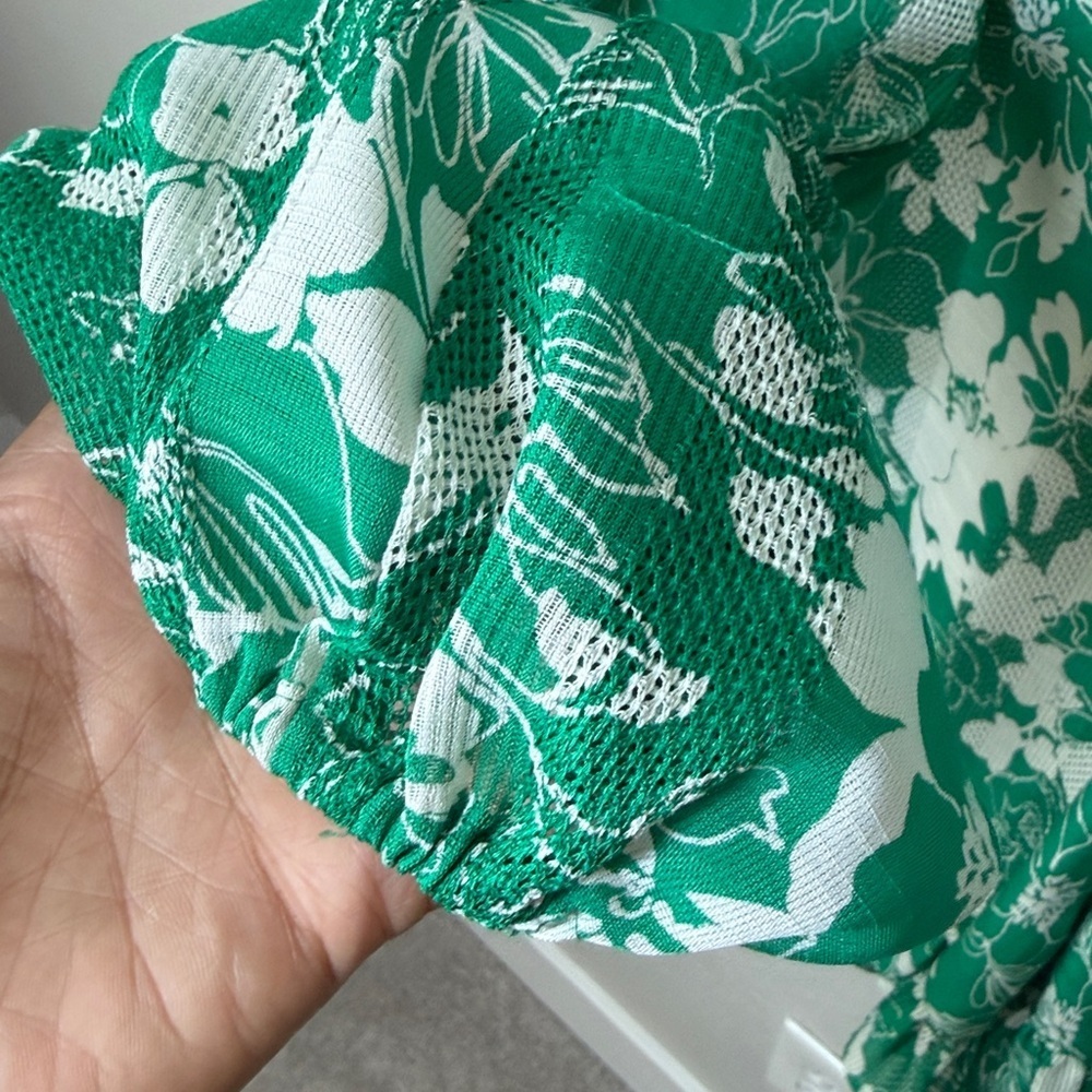 ALEXIS Cerca Romper Emerald Green Floral Ruffle Size Small - Picture 4 of 6